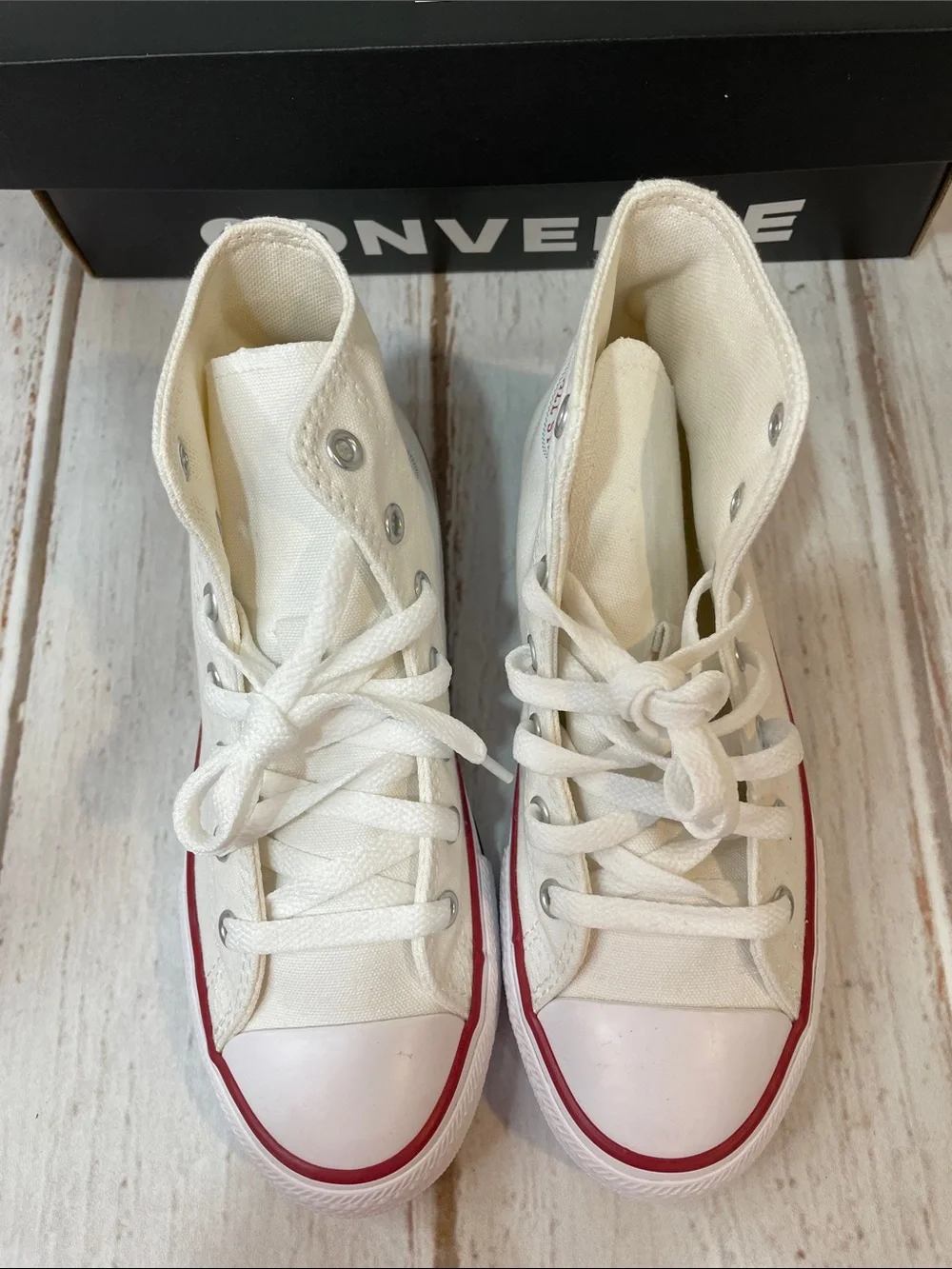 NEW Converse All Star Kids Youth 3 White Canvas High-Top Sneakers Chuck Taylor